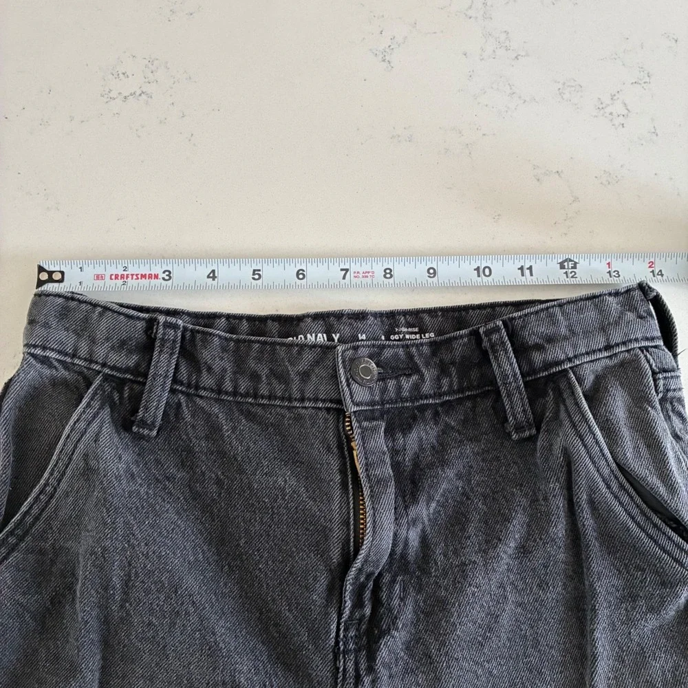 Old Navy Cargo Jeans Girls 14 Black Baggy Wide Leg Tough High Rise Utility